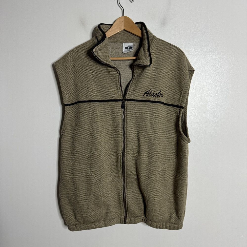 Vintage Cityscape Alaska Vest Men Brown‎ Cotton XL
